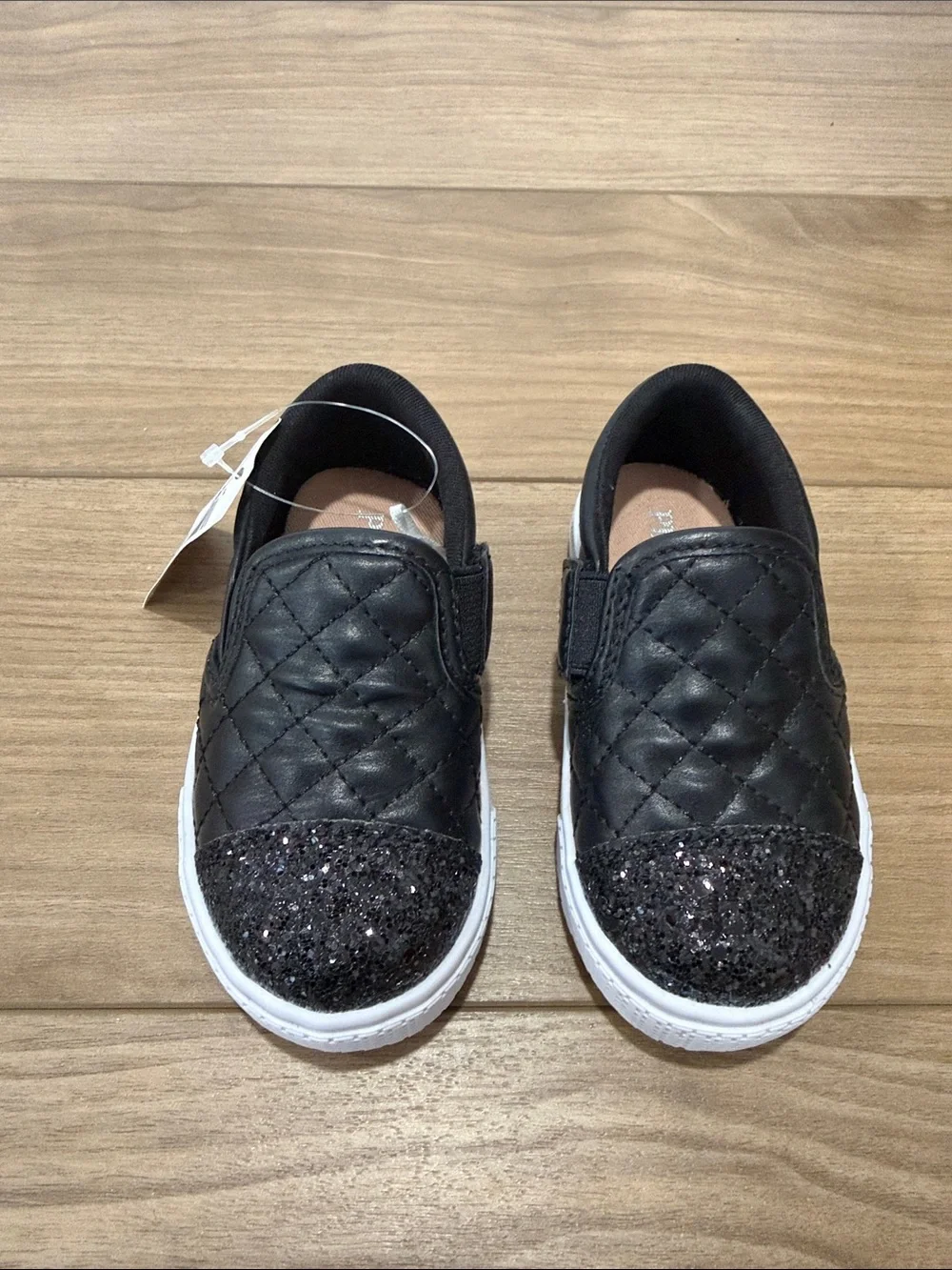 The Children's Place Black Quilted Slip-On Sneakers with Glitter Toe